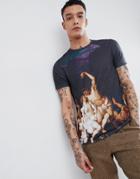 Asos Design T-shirt With All Over Historical Painting Print - Black