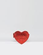 Lulu Guinness Red Glitter Heart Purse - Red