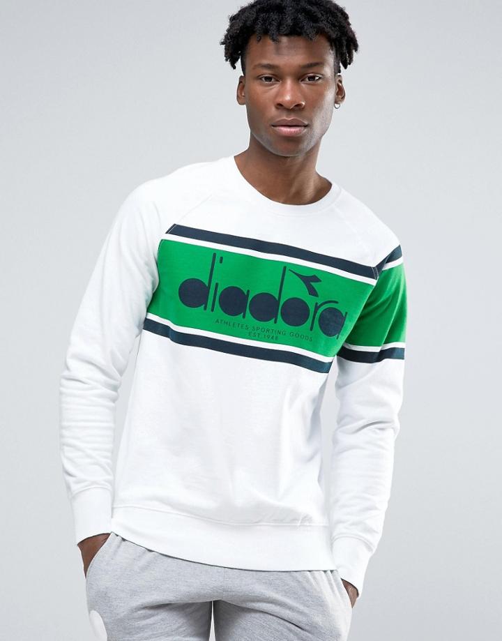 Diadora Sweatshirt With Retro Large Logo - White