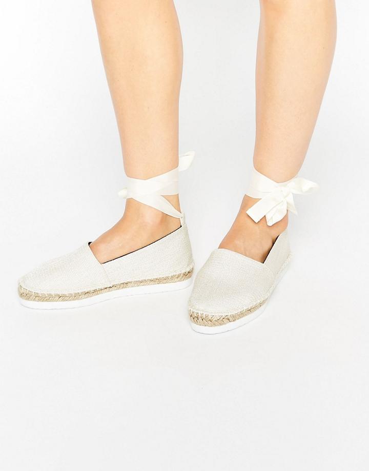 Asos Junior Tie Leg Espadrilles - Beige