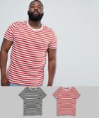 Asos Design Plus Stripe T-shirt 2 Pack Save - Multi