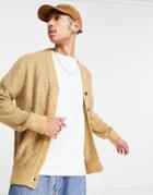 Bando Boucle Cardigan In Tan-brown