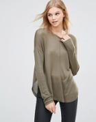 B.young Knit Pullover With Raw Edges - Green