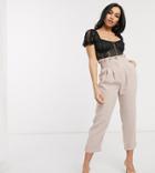 River Island Petite Tailored Peg Pants In Sand-neutral
