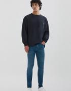 Pull & Bear Super Skinny Jeans In Dark Blue-blues