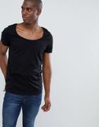 Asos Design T-shirt With Scoop Neck In Black - Black