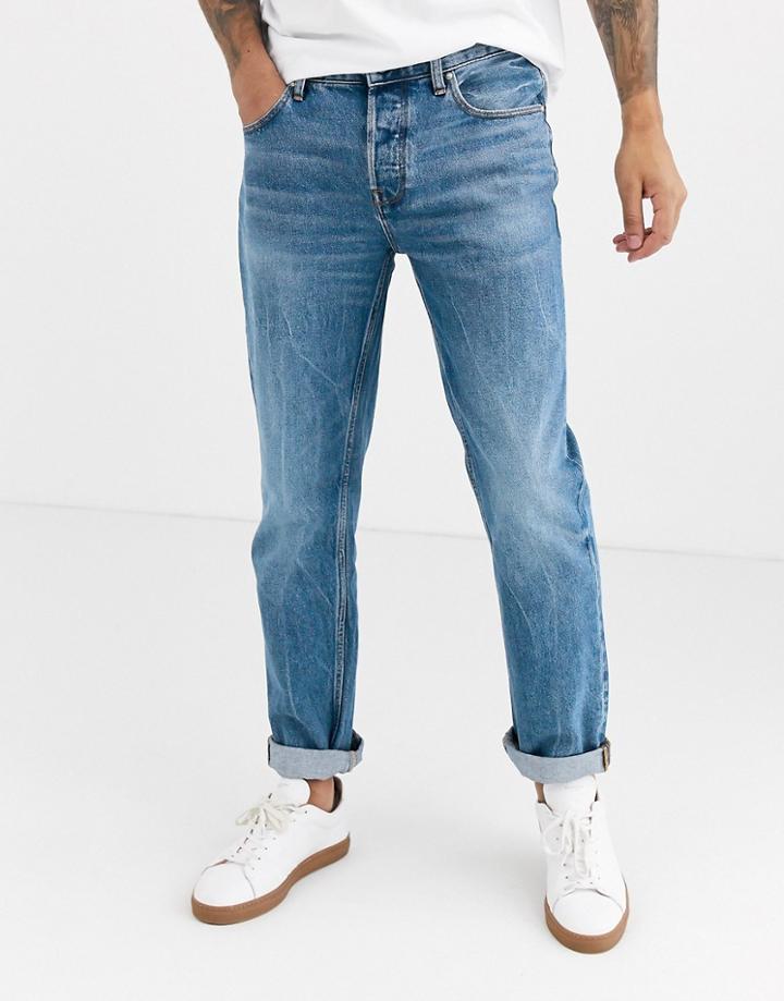 Asos Design Cone Mill Denim Original Fit 'american Classic' Jeans In Vintage Mid Wash Blue