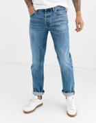 Asos Design Cone Mill Denim Original Fit 'american Classic' Jeans In Vintage Mid Wash Blue