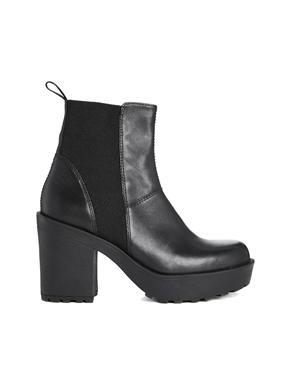 Vagabond Libby Black Leather Chelsea Ankle Boots - Black
