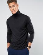 Lindbergh Long Sleeve Top With Roll Neck In Black - Black