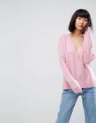 Asos Oversized Cardigan With Zip Front - Pink