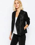 Dr Denim Suede Biker Jacket - Black