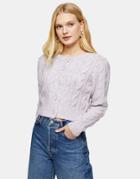 Topshop Knitted Cable Cardigan-purple