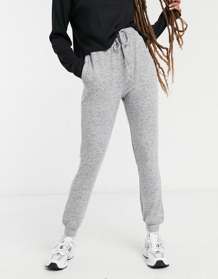 Asos Design Supersoft Slim Leg Sweatpants In Gray Marl-grey