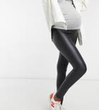New Look Maternity Faux Leather Leggings In Black