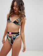 Jaded Multi Print Triangle Bikini Top