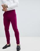 Asos Design Wedding Super Skinny Suit Trousers In Plum - Purple