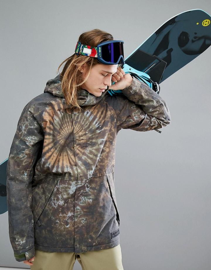 Burton Snowboards Hilltop Ski Jacket Hooded Insulated In Tie Dye Print - Multi