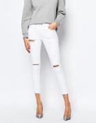 A-gold-e Sophie Ankle Grazer Distressed Skinny Jeans With Raw Hem - White