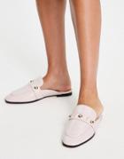 River Island Buckle Detail Backless Loafer In Light Pink