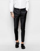 Heart & Dagger Chalk Stripe Suit Pants In Skinny Fit - Black