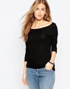 Asos Top With Off Shoulder Detail In Slouchy Rib - Black