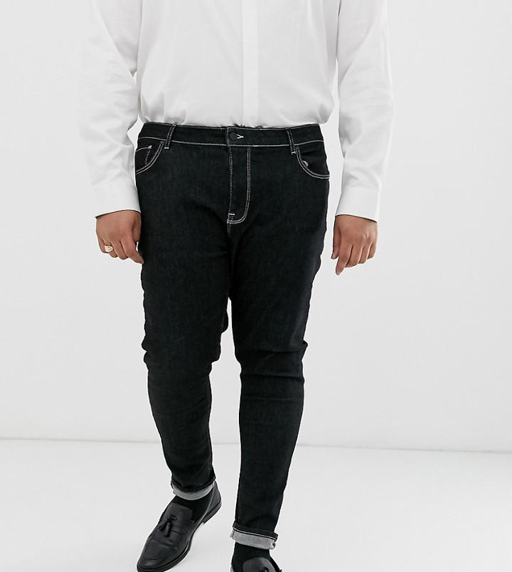 Asos Design Plus Smart Spray On Jeans In Power Stretch In Flat Black
