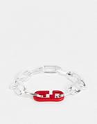 Wftw Red Clasp Chain Bracelet In Silver