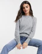 Vero Moda Sweater With Balloon Sleeves In Blue-black