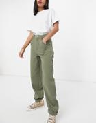 Asos Design Slouchy Sweatpants In Khaki Cheesecloth-green