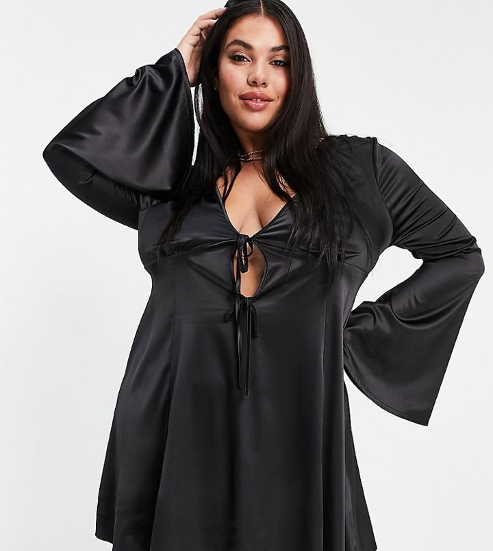 Asos Design Curve One Shoulder Scrunch Elastic Pleated Maxi Dress In Marigold