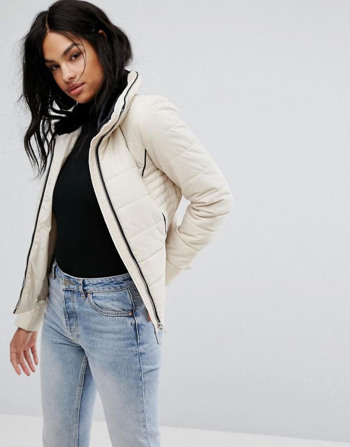 Vero Moda Panel Detail Padded Jacket - Cream