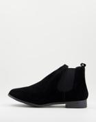 Brave Soul Faux Suede Chelsea Boots In Black