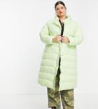Native Youth Plus Oversized Longline Padded Coat In Pastel-green