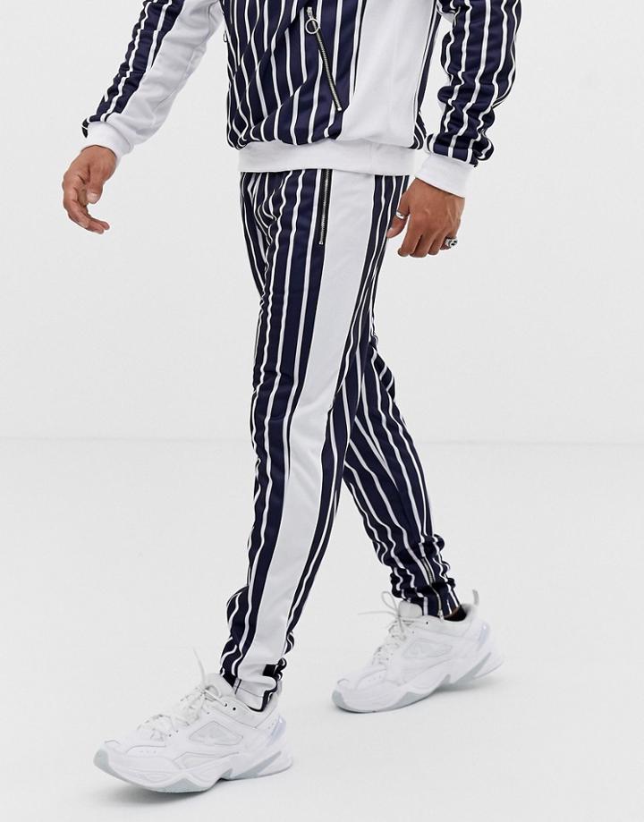 Liquor N Poker Joggers In Blue Stripe - Blue