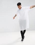 Asos Super Oversized Extreme Longline T-shirt In Mesh - White