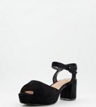 Simply Be Extra Wide Fit Heather Platform Heeled Sandals In Black