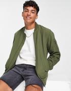 Only & Sons Bomber Jacket In Khaki-green