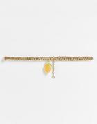 Topshop Beaded Lemon Charm Choker Necklace In Gold
