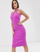 River Island Slash Neck Bodycon Midi Dress In Purple