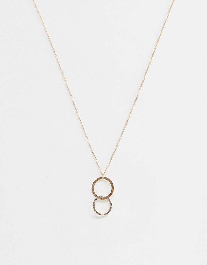 Asos Design Necklace With Interlocking Circle Pendant In Gold - Gold