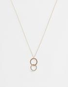 Asos Design Necklace With Interlocking Circle Pendant In Gold - Gold