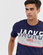 Jack & Jones Core Color Block Logo T-shirt - Blue