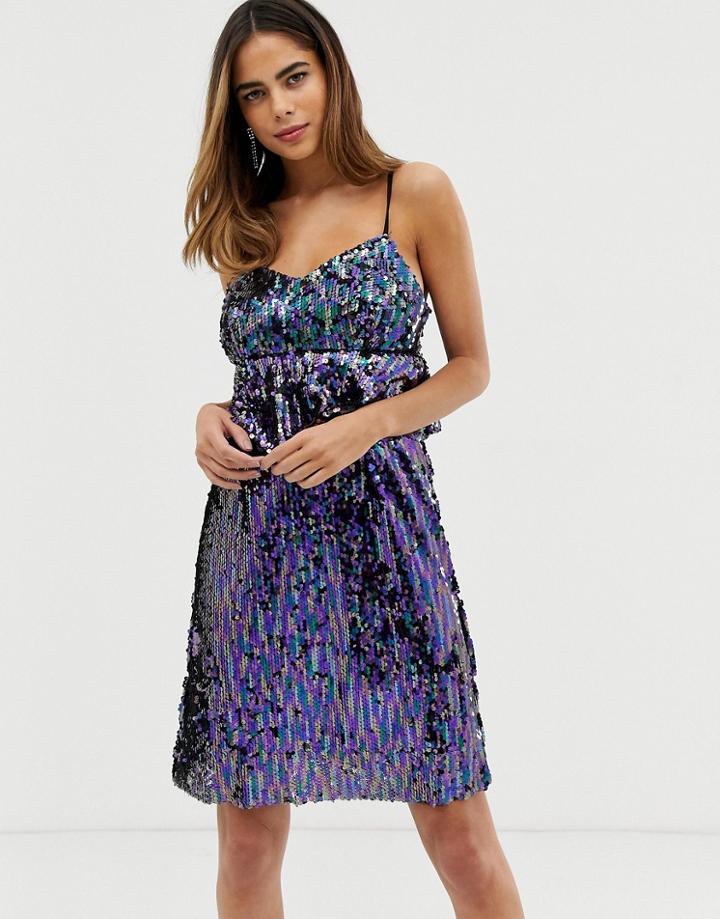 Liquorish Sequin Cami Mini Dress-multi