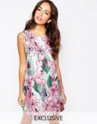 Mod Dolly Pinafore Dress In Garden Floral Print - Garden Floral