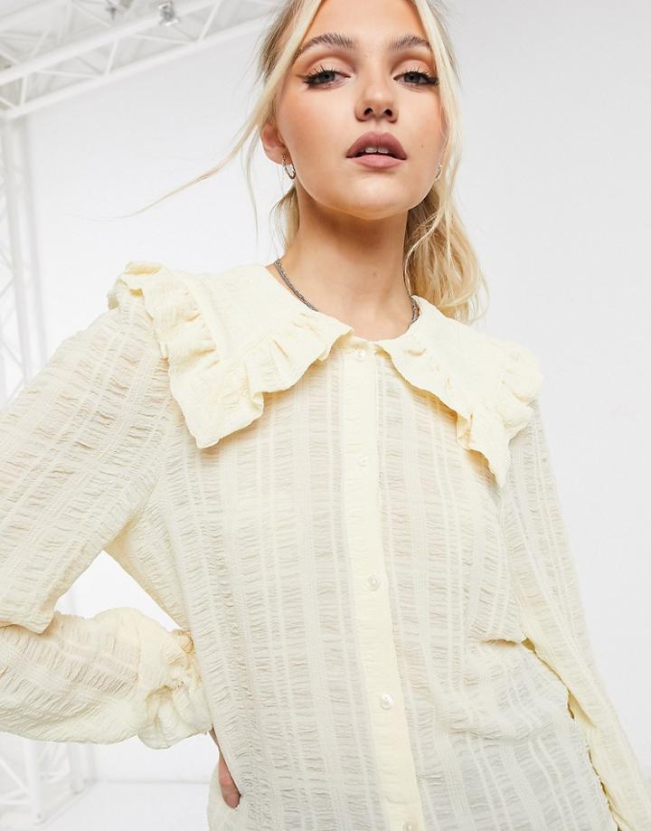 Monki Naima Blouse With Collar In Yellow