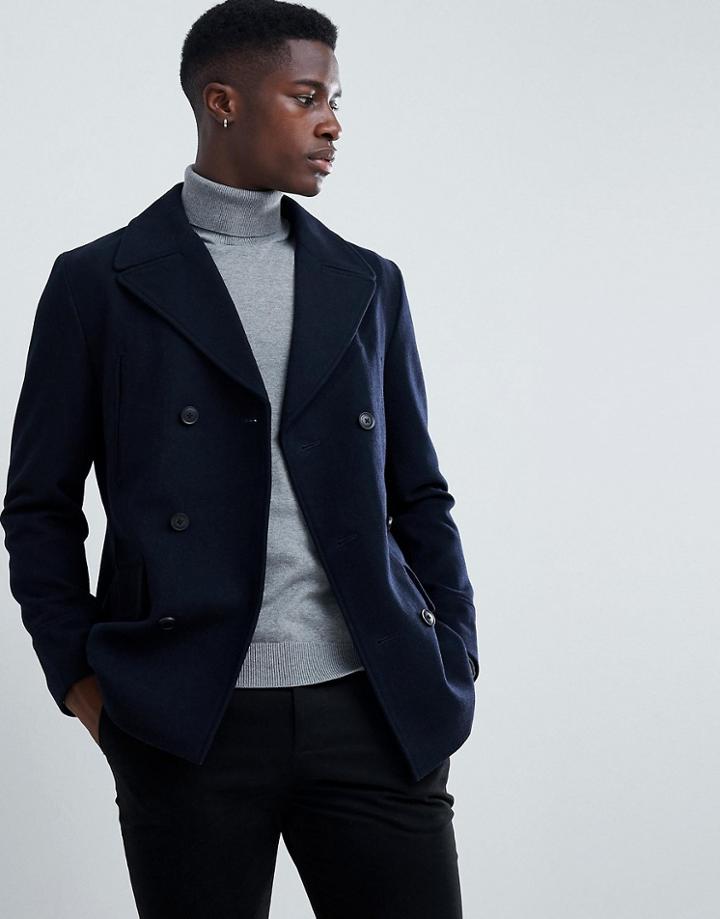 Esprit Wool Peacoat In Navy - Navy