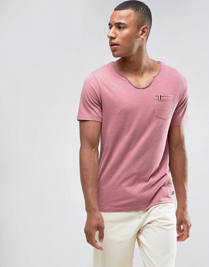 Produkt T-shirt With Pocket Tape Detail - Red