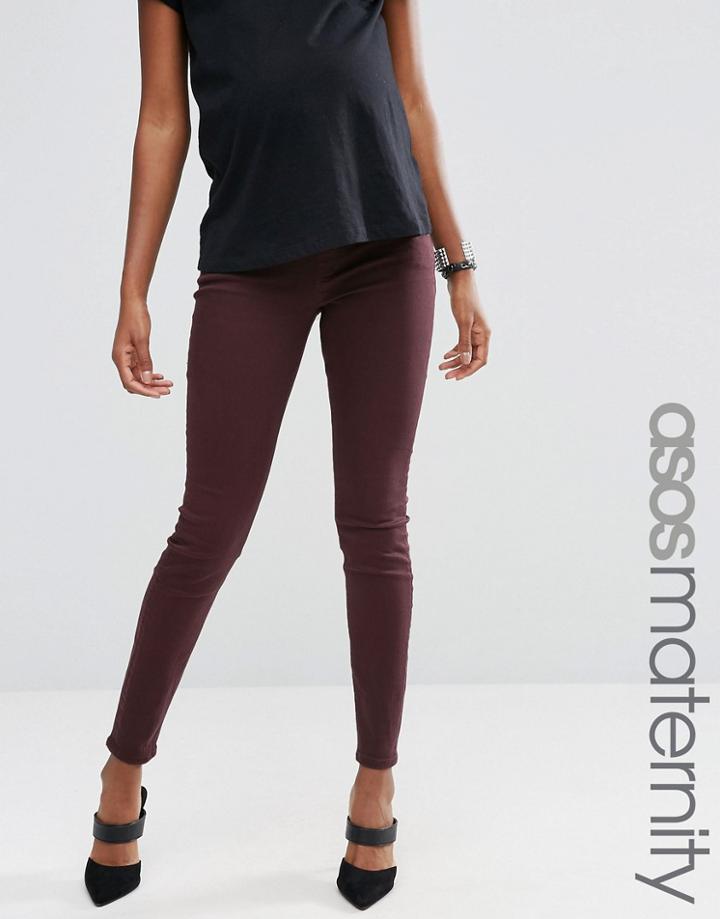 Asos Lisbon Mid Rise Jean In Blackened Oxblood - Red