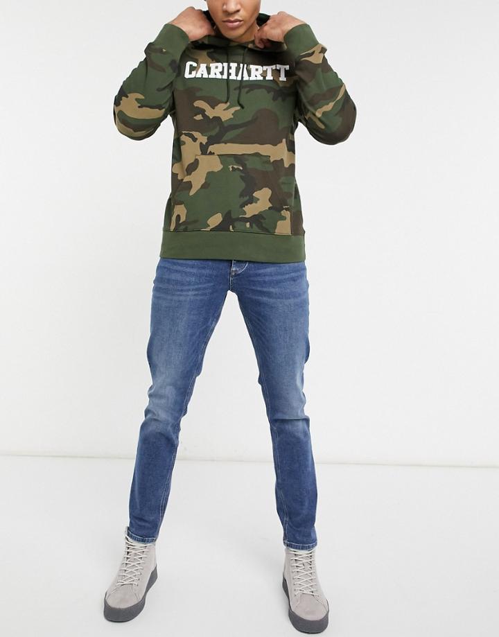 River Island Slim Jeans In Mid Wash Blue-blues